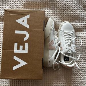 Veja Women's White and Blush Sneakers